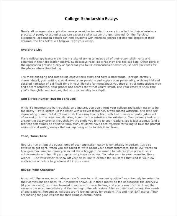 College essay examples pdf