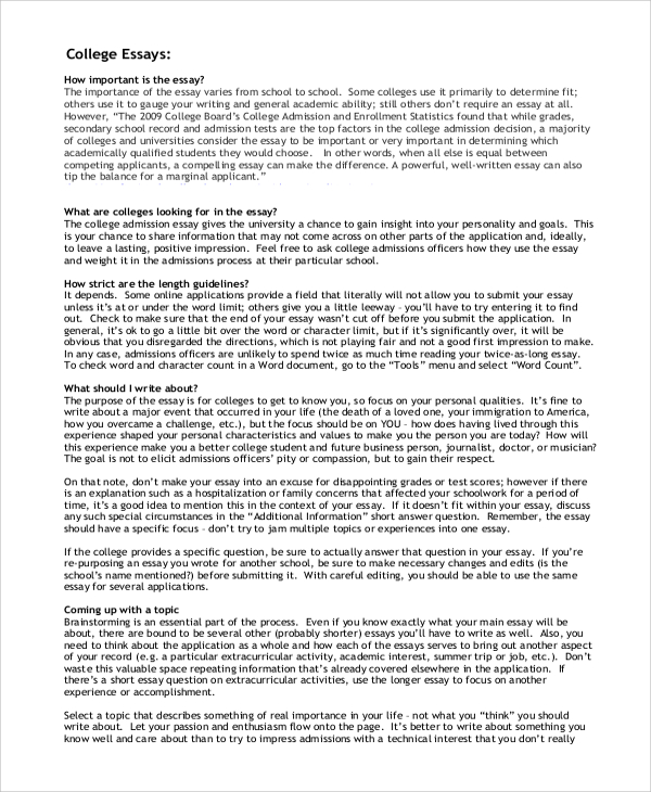 Free College Essay Sample