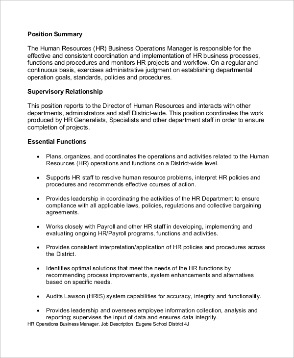 FREE 14 Sample HR Manager Job Descriptions In PDF