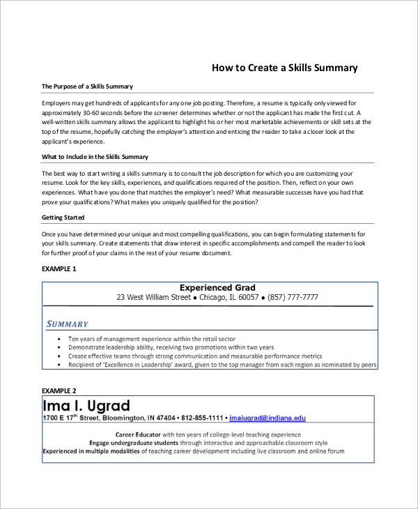 FREE 8 Resume Summary Templates In PDF