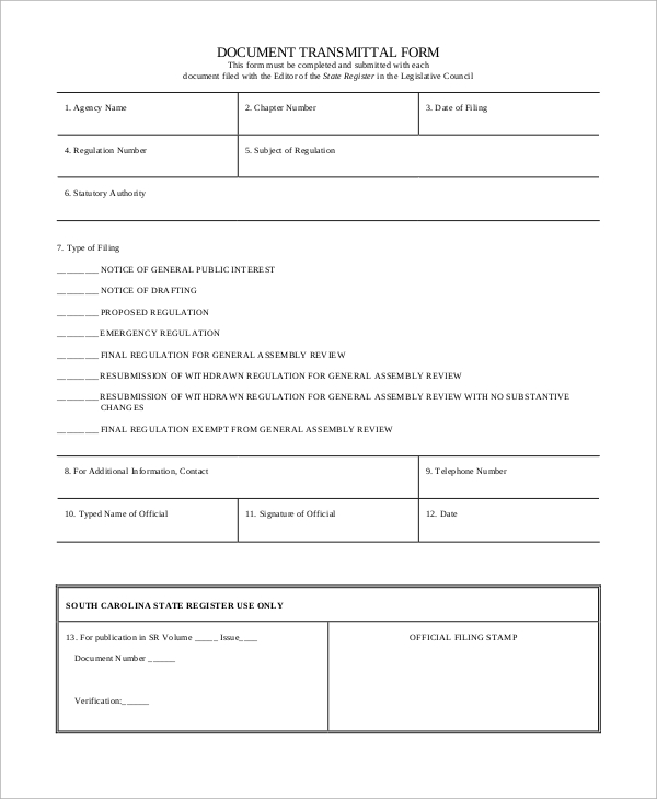 transmittal-form-template