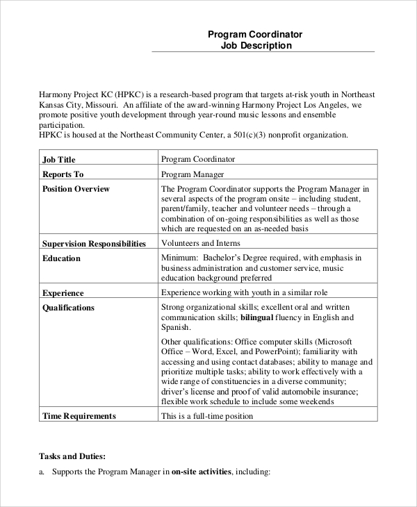 free-9-sample-program-coordinator-job-description-templates-in-pdf