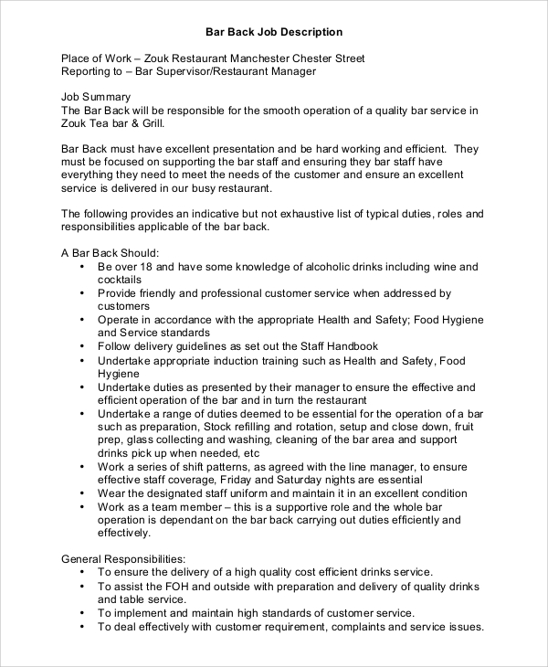 FREE 9+ Sample Restaurant Manager Job Description Templates in PDF MS