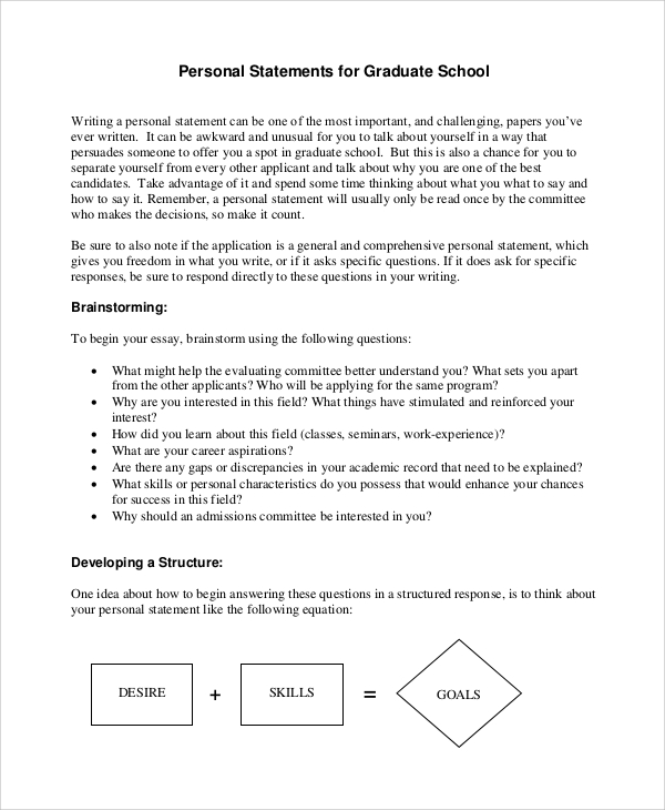 personal statement grad school template