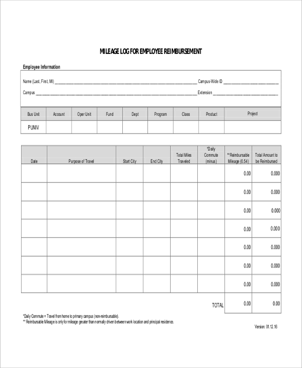 FREE 11 Sample Mileage Reimbursement Forms In MS Word PDF Excel