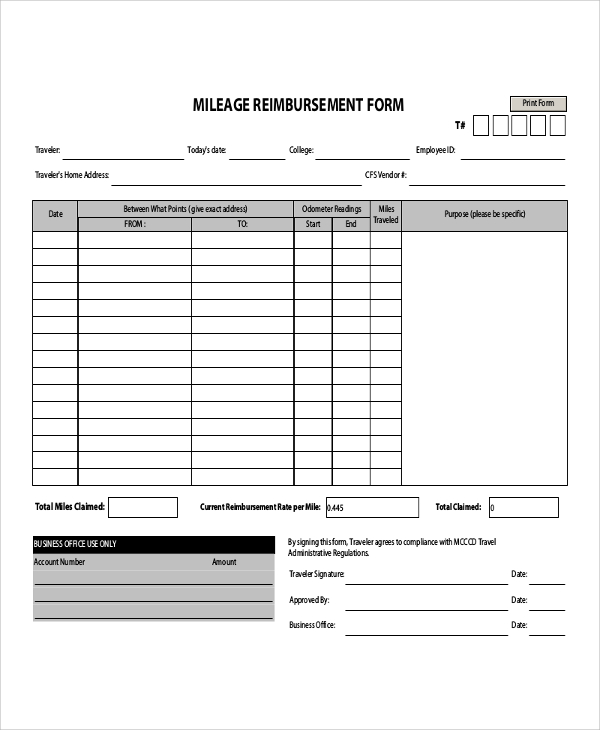 mileage reimbursement form in pdf