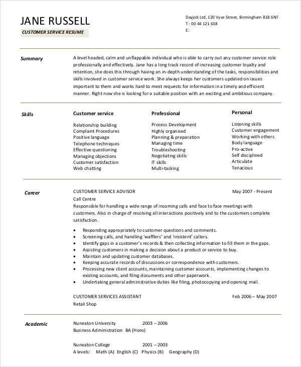 FREE 9 Sample Resume Summary Statement Templates In MS Word PDF
