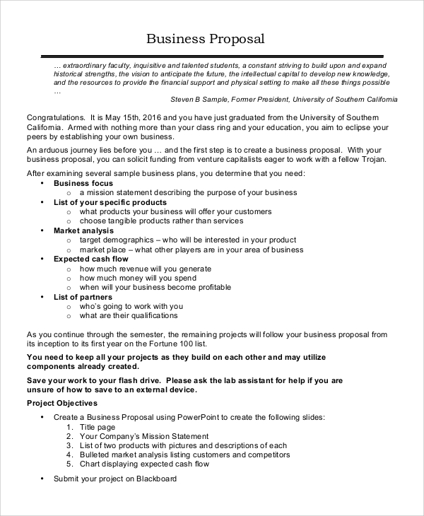  Business Proposal Examples For Students Student Samples Informal 