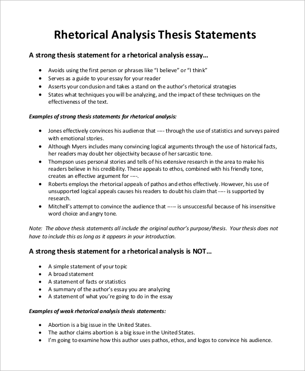 How to write a good thesis statement for a rhetorical analysis essay