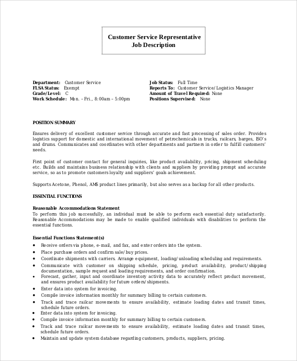 FREE 7+ Sample Customer Service Representative Resume Templates in PDF