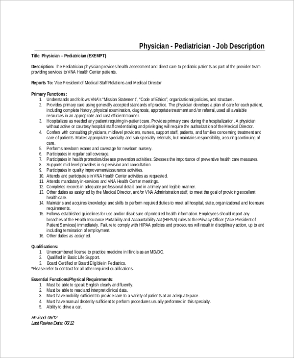 free-8-sample-pediatrician-job-description-templates-in-pdf