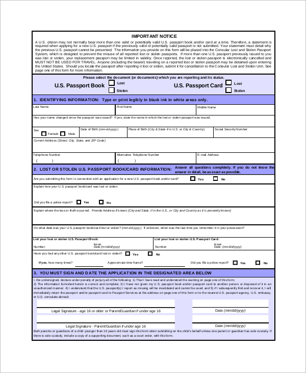 free-8-sample-lost-passport-forms-in-pdf