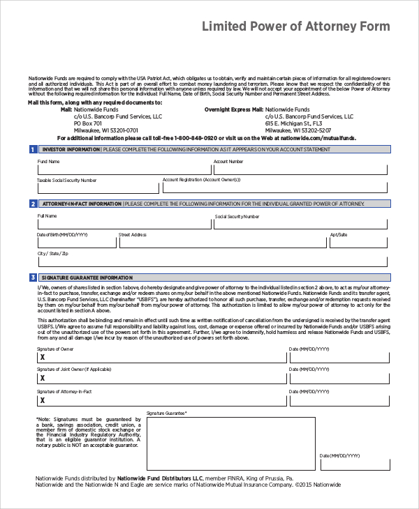 individual limited power of attorney form pdf