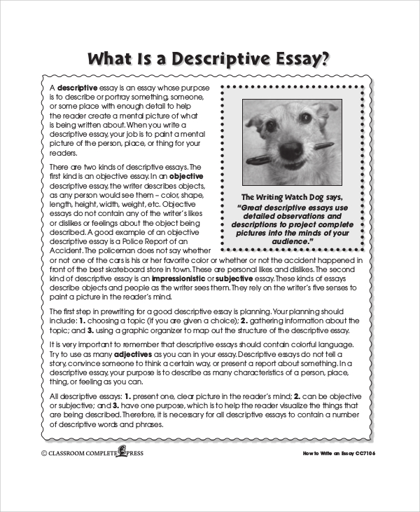 introduction of a descriptive essay