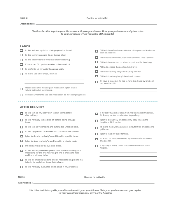 One Page Birth Plan Template from images.sampletemplates.com