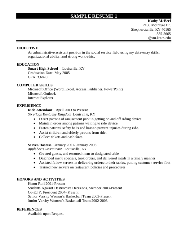 FREE 10+ Sample Resume For College Student in MS Word | PDF