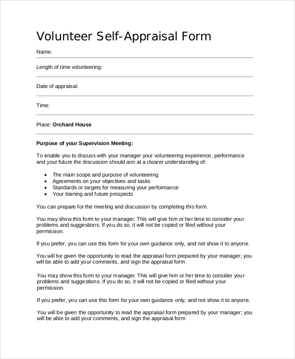 Self Appraisal Examples