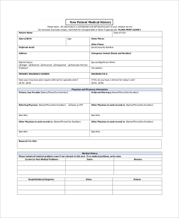 Medical History Template Excel from images.sampletemplates.com