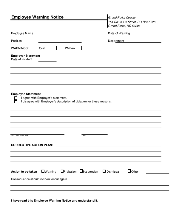 free-8-sample-employee-warning-notice-forms-in-pdf-word-excel-free