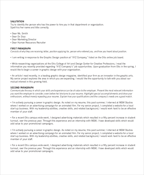 Graphic designer cover letter for resume