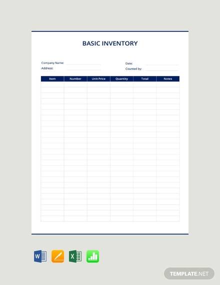 basic inventory template