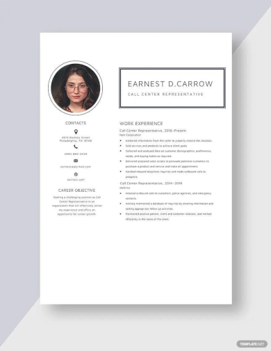 call center representative resume template