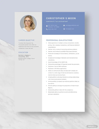 corporate tax accountant resume template
