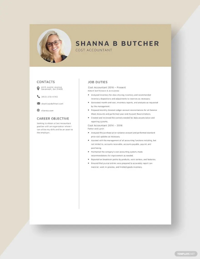 cost accountant resume template