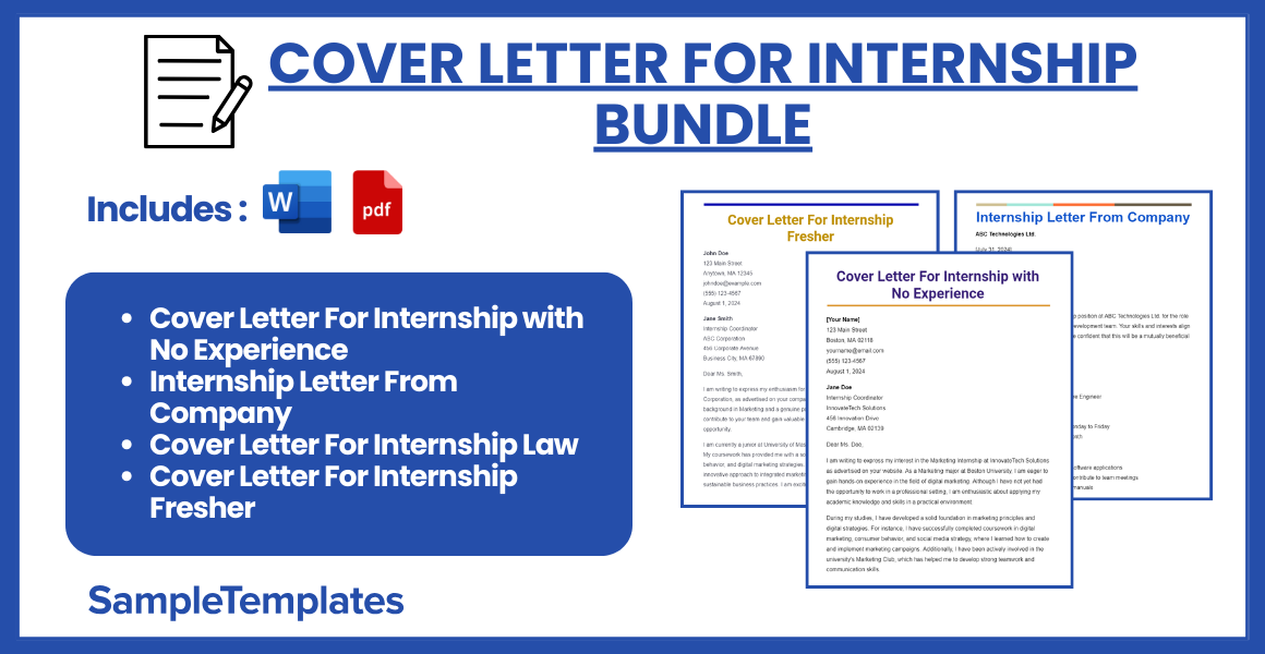 cover letter for internship bundle