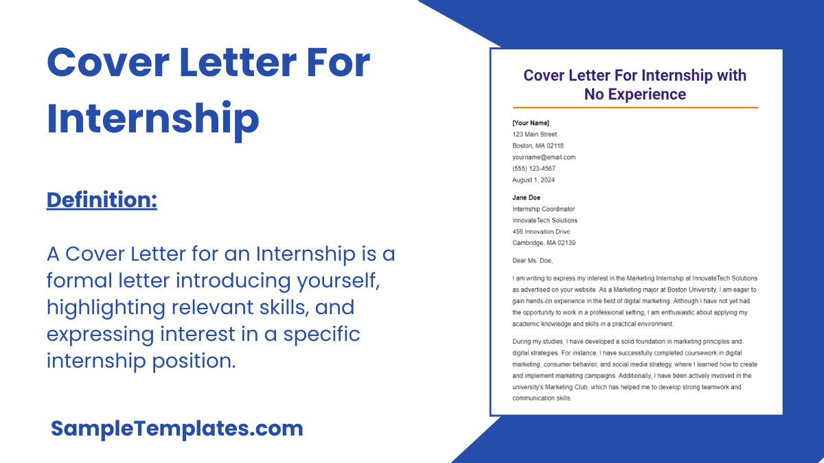 Cover Letter For Internship