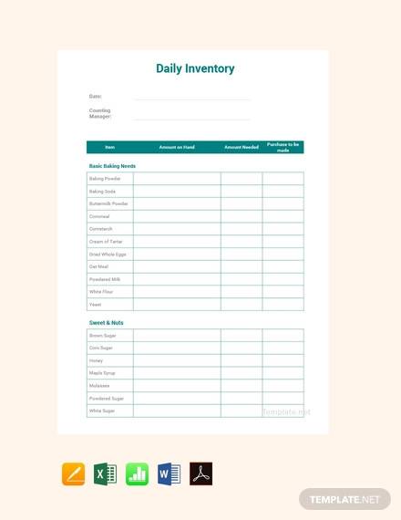 Printable Daily Inventory For Recovery