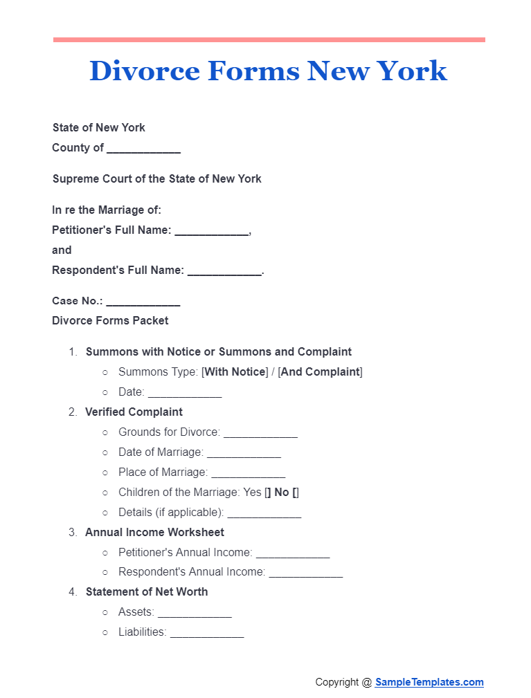 divorce forms newyork