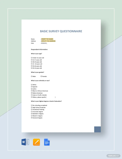 free basic survey questionnaire template