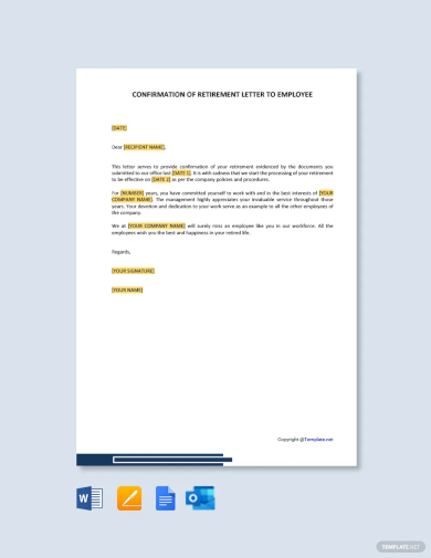 free confirmation of retirement letter to employee template