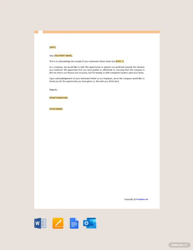 free employer retirement acknowledgement letter template