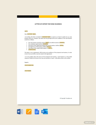 free letter of intent for new business template
