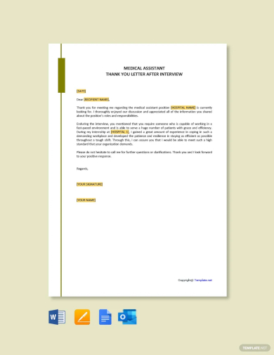 free medical assistant thank you letter after interview template