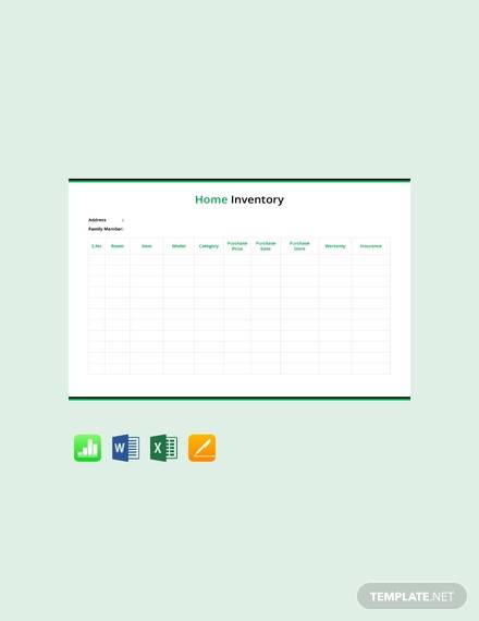 home inventory template
