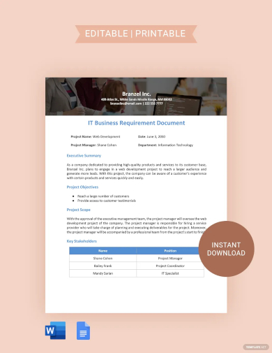 it business requirements document template