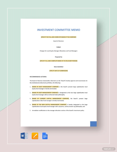 investment committee memo template