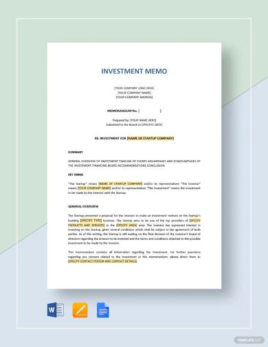 investment memo template