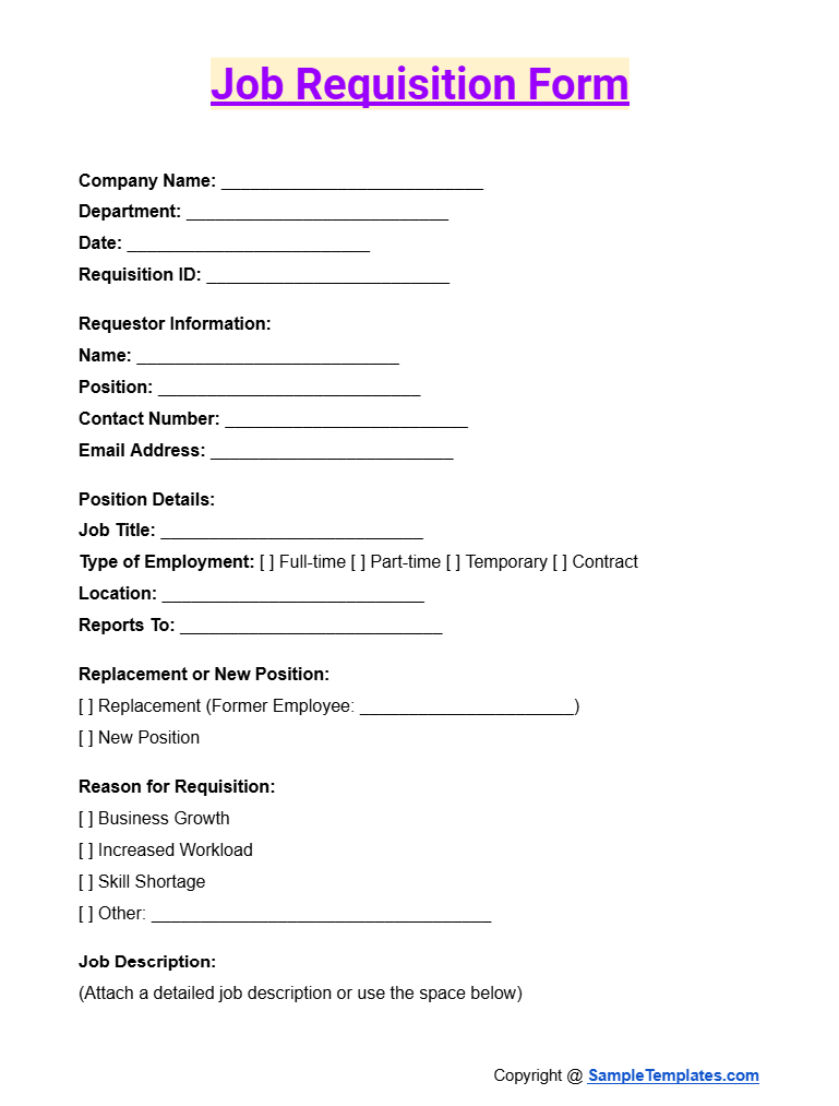 job requisition form