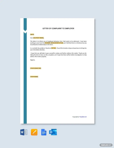 letter of complaint to employer template