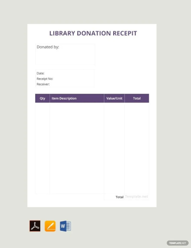 library donation receipt template