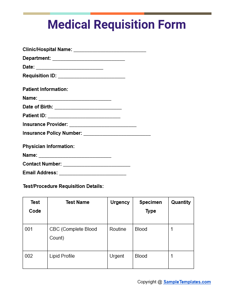 medical requisition form