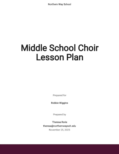 middle school choir lesson plan template