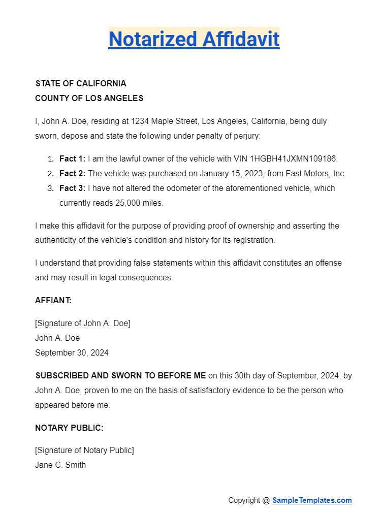 notarized affidavit