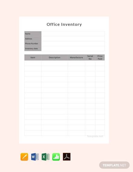 office inventory template