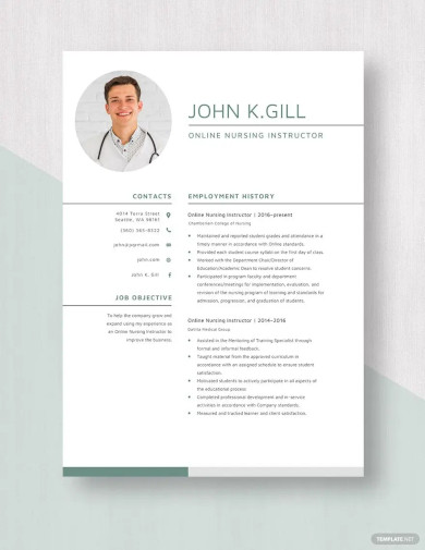 online nursing instructor resume template