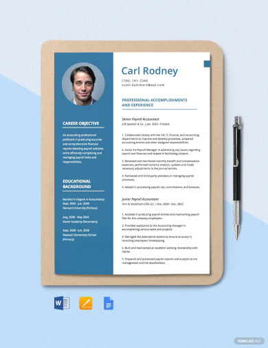 payroll accountant resume template